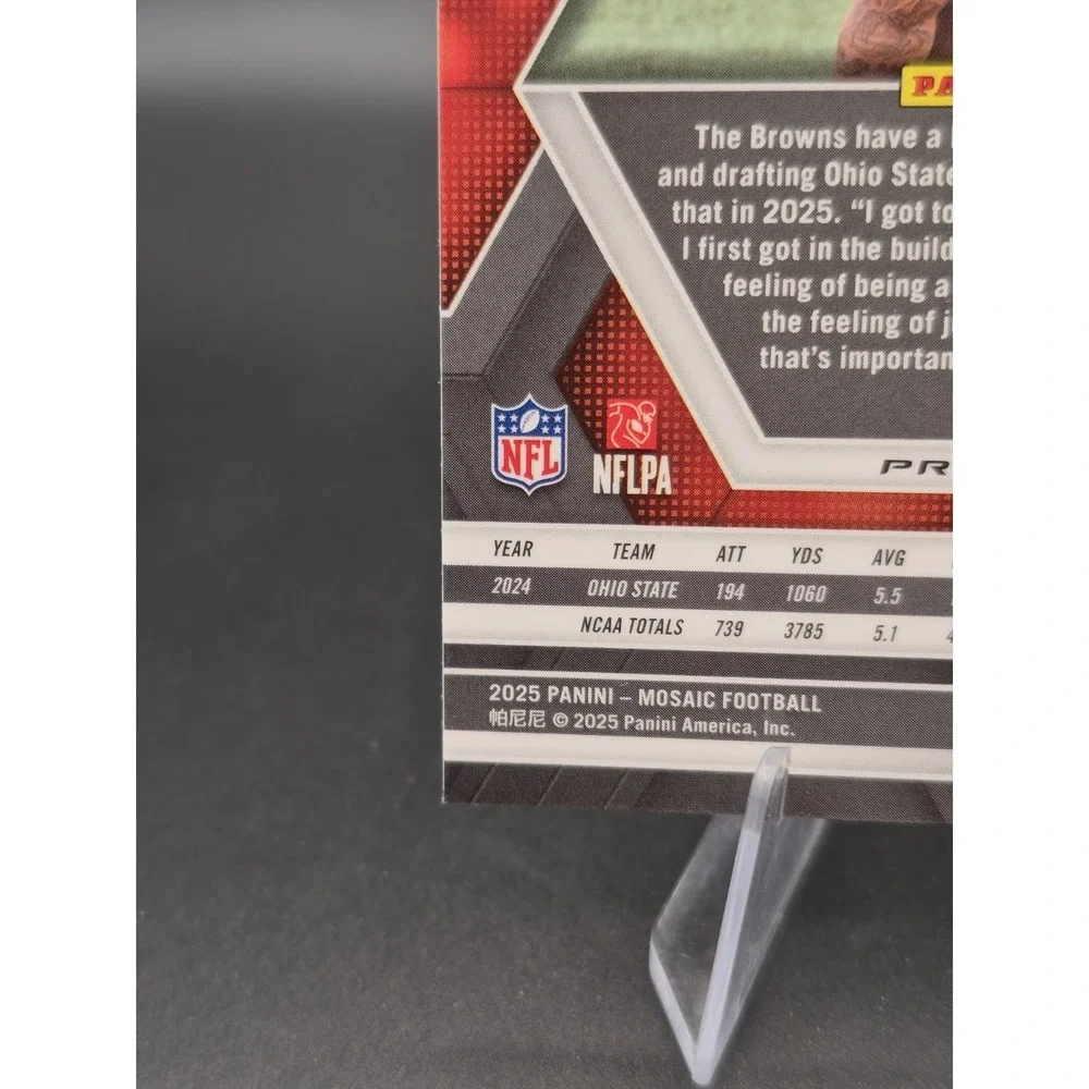 2025 Panini Mosaic Quinshon Judkins #365 Red & White Stripes (RC) Browns SP